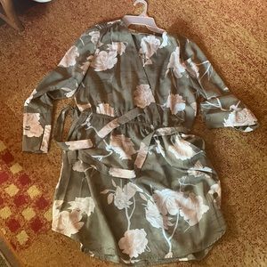 Dex 3/4 sleeve elastic waist short dress with pockets